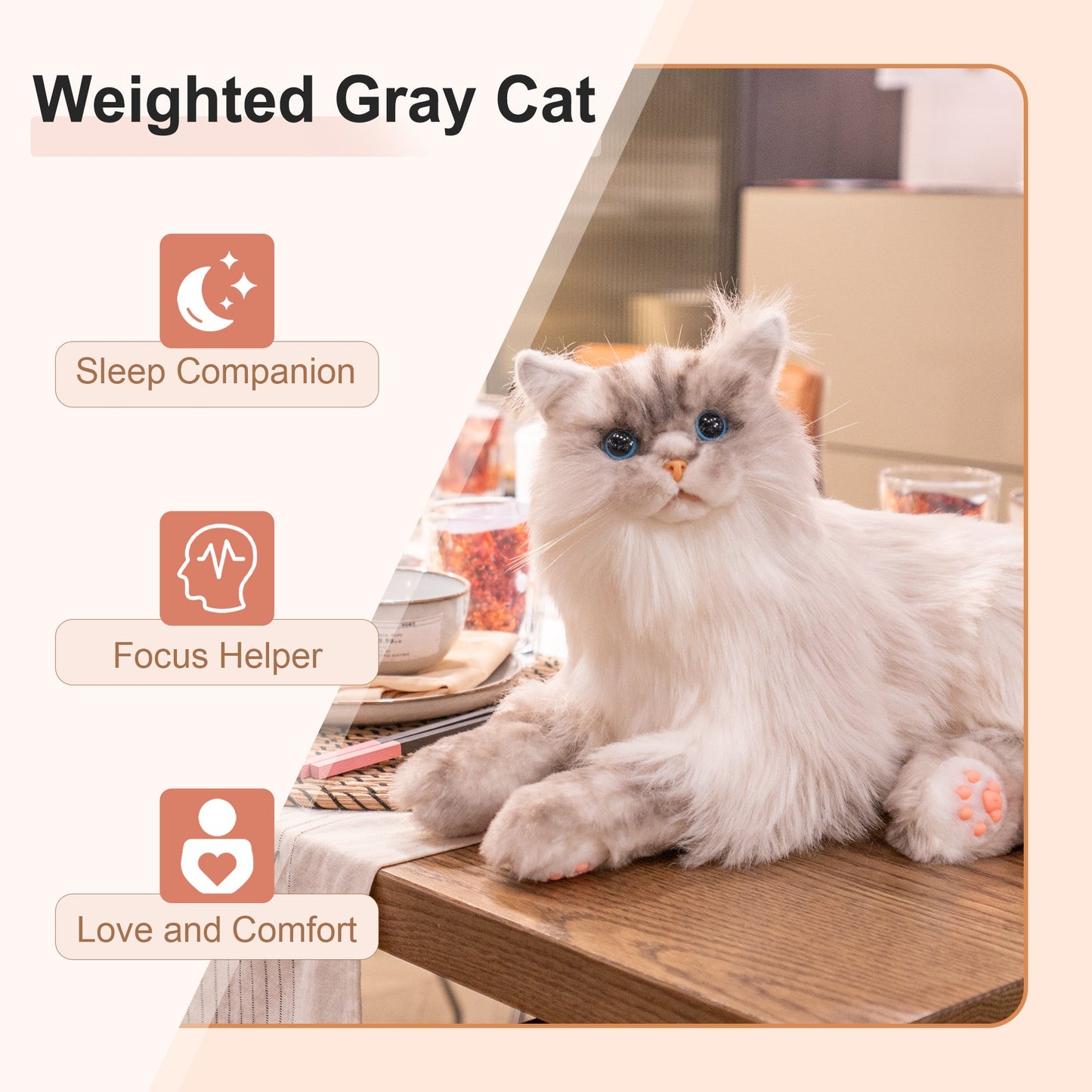 Tracy Weighted 3lbs –Relaxing Cat Toy Comfort Calming Plush