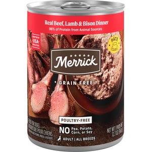 Merrick Grain Free Real Beef, Lamb and Bison Wet Dog Food (12.7oz)