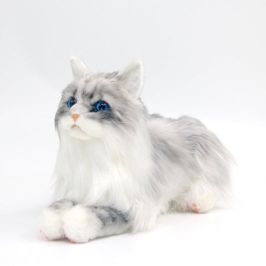 Plush Blue Eyes Grey Hair Cat Weighted-Handmade Life-Size Companion & Pet Memorial