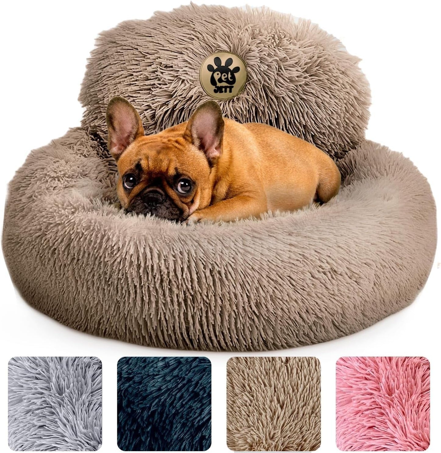Medium Calming Dog Bed 30in Donut Plush Washable Bed Up to 45lbs