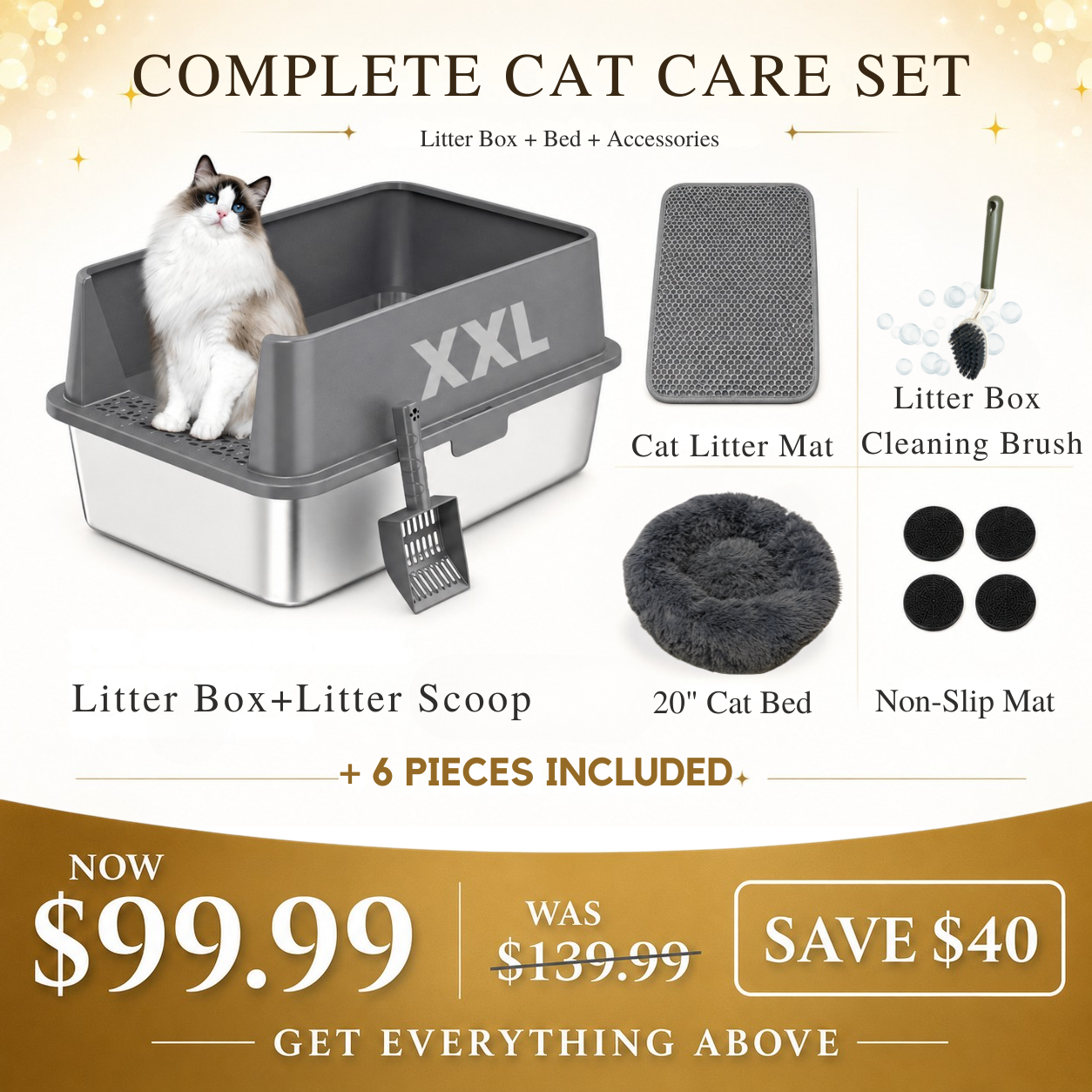 XXL 304 Stainless Steel Cat Litter Box