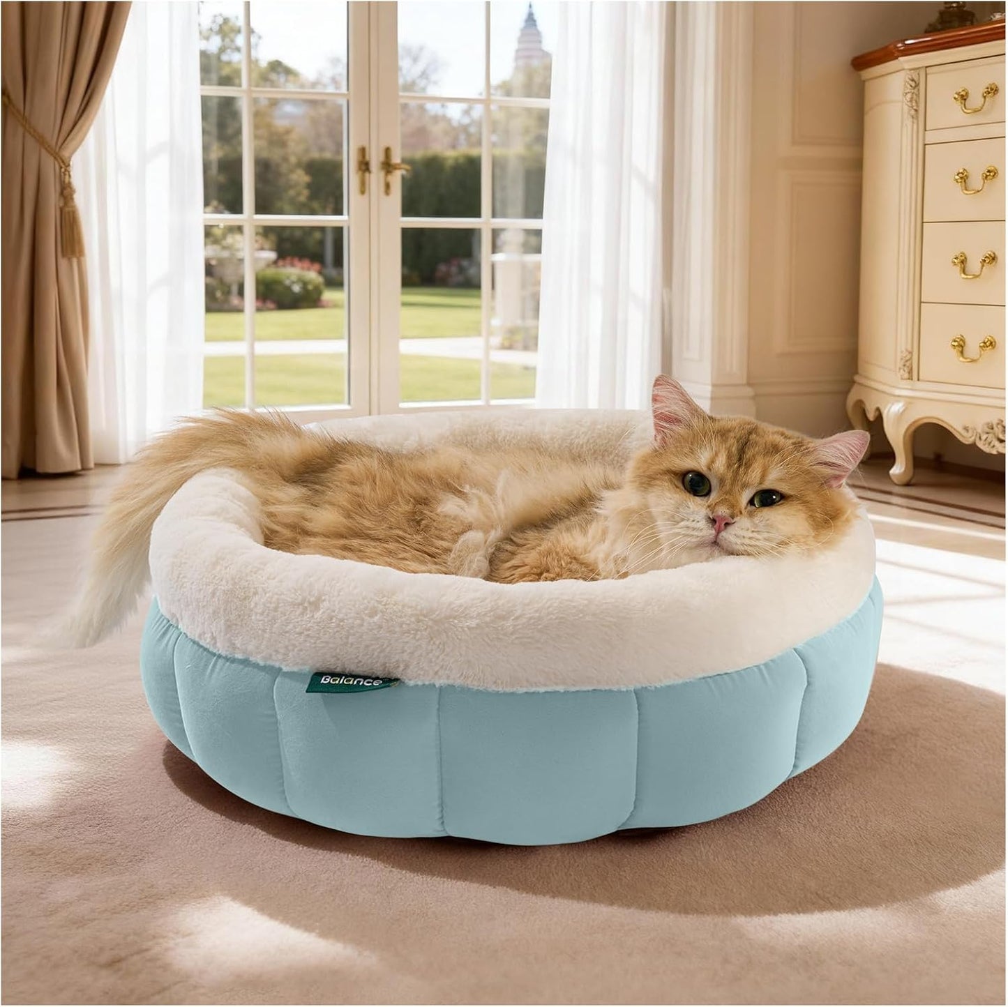 Cat Bed Round Washable Donut Bed Anti Slip Plush Kitten Puppy 18in