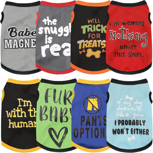 Dog Shirt Set 8 Pack Breathable Puppy Clothes Summer Fall XS-3XL