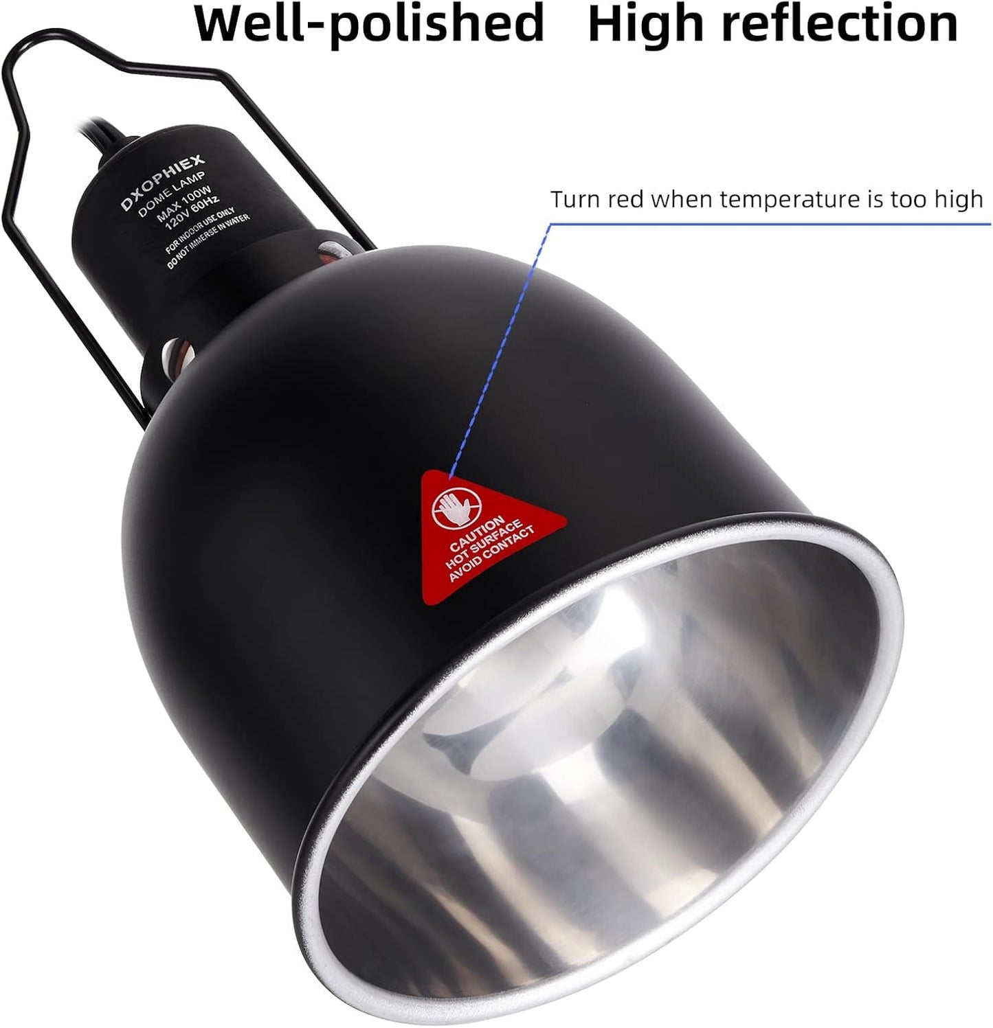DXOPHIEX Reptile Heat Lamp Fixture Deep Dome Basking Light 5 Options