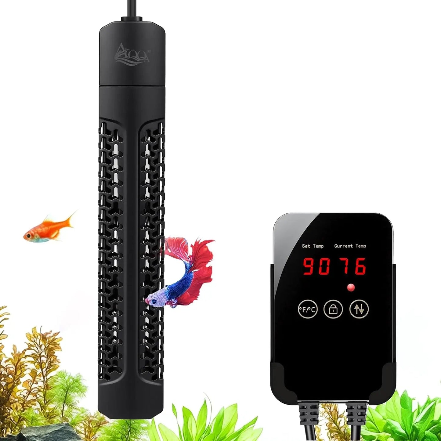 AQQA Aquarium Heater Quartz Submersible 500-1000W Overheat Protection Tank