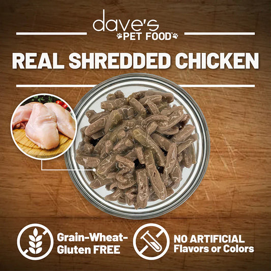 Dave's Naturally Healthy Grain Free Shredded Chicken Dinner in Gravy Wet Cat Food (5.5oz)