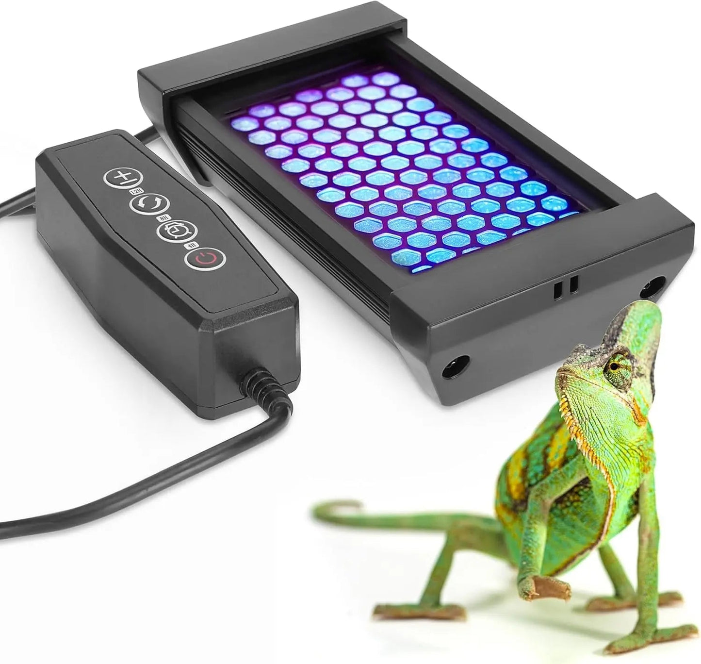 Dimmable LED Reptile UVB Lamp – 12W Long-Life Light w/ Timer & Cycles