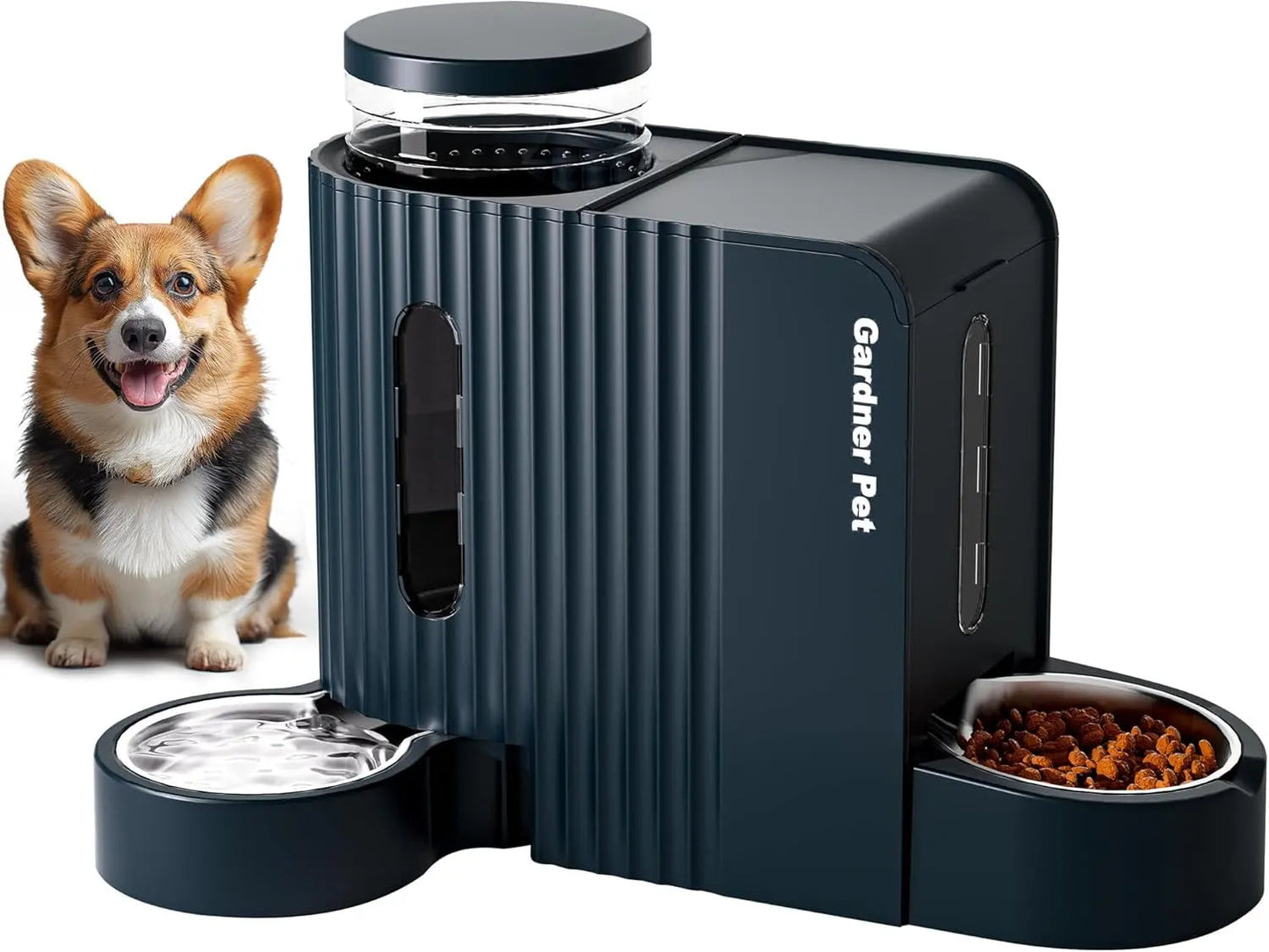Gravity Pet Feeder & Water Dispenser Set with Stainless Steel Bowls