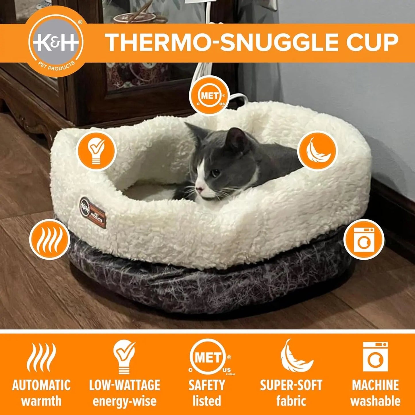 Heated Cat Bed – Soft Snuggle Cup