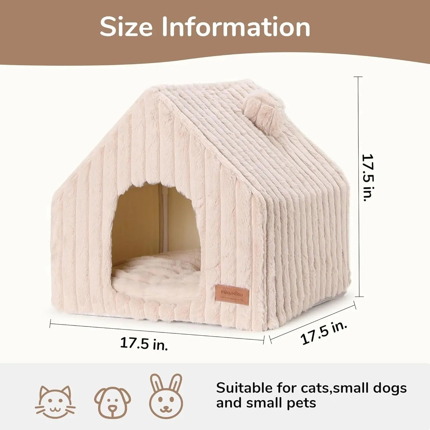 Washable Indoor Cat & Dog Cave Bed with Removable Pillow