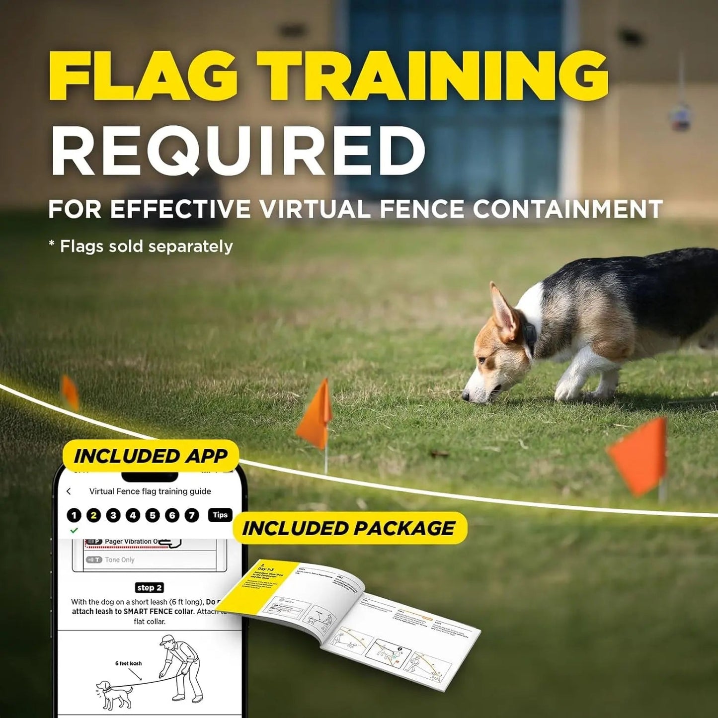 Wireless Dog Fence System No Dig Waterproof Rechargeable 3/4 Acre App