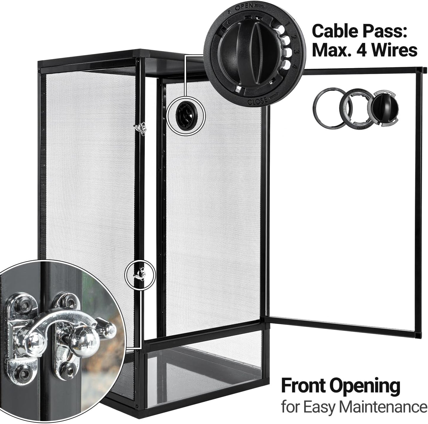 34 Gal Reptile Cage Screen Terrarium Front Opening 2 Sizes
