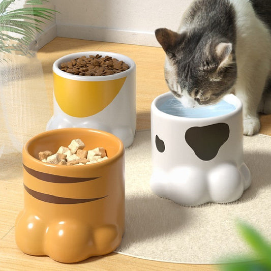 Cat Bowl Ceramic High Foot Protection Cervical Spine Large Caliber Basin