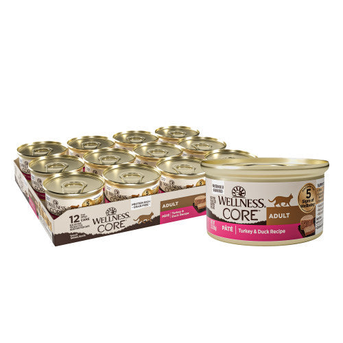 Wellness Core Adult Grain Free Turkey and Duck Pate Wet Cat Food (5.5oz)