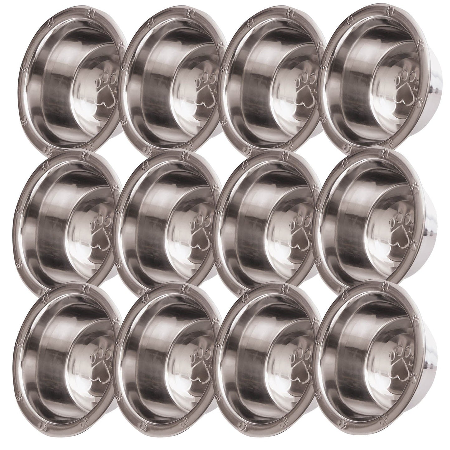 Jeffers Stainless Steel Embossed Wide-Lip Food & Water Pet Bowls
